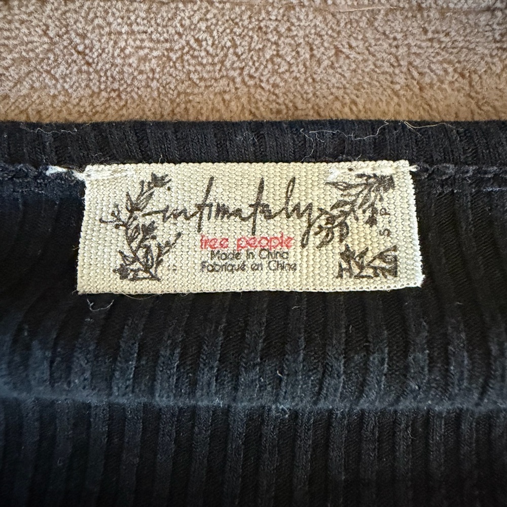 Free People Black Ribbed Ruched Drawstring Top - Picture 3 of 3